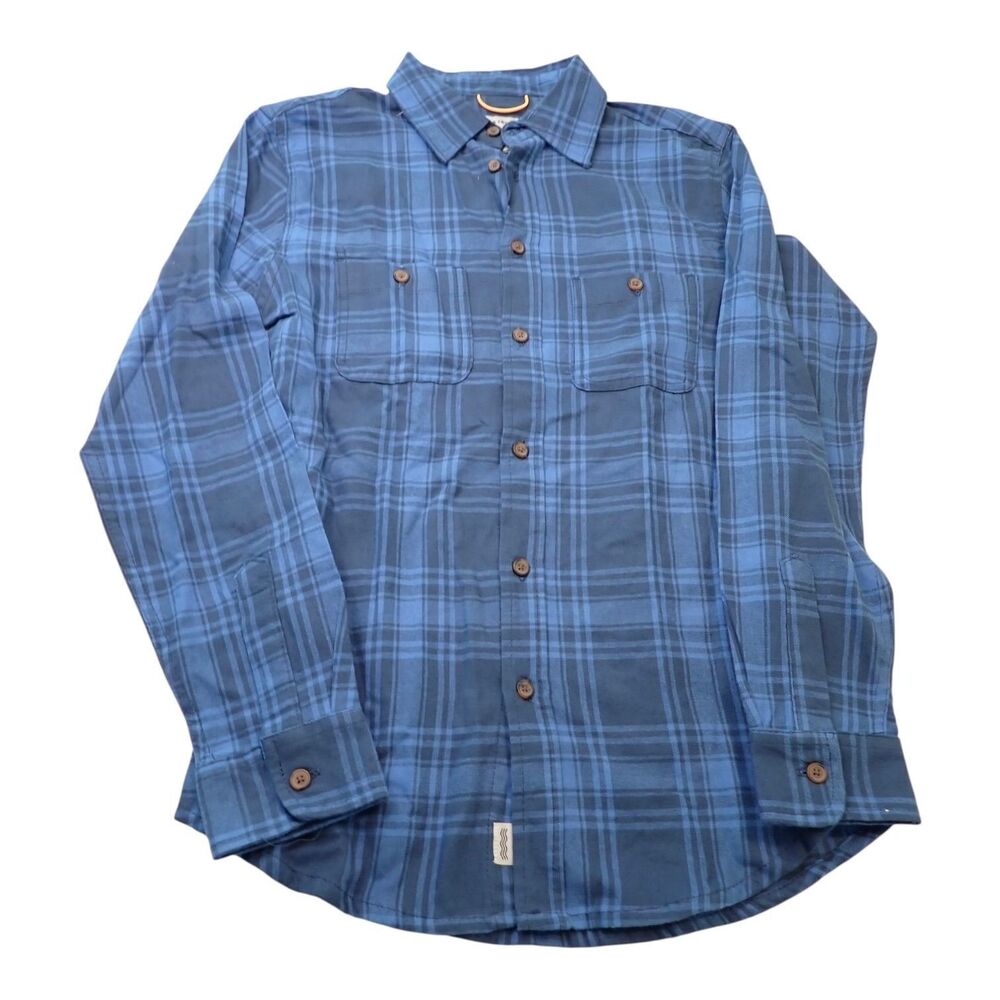 SURF & SWIM CO. Shirt Mens S Blue Plaid Long Sleeve Button Front Flannel